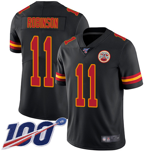 Youth Kansas City Chiefs #11 Robinson Demarcus Limited Black Rush Vapor Untouchable 100th Season Football Nike NFL Jersey